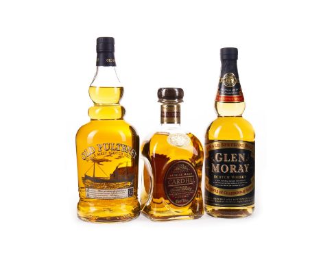 CARDHU AGED 12 YEARS Active. Knockando, Moray. 70cl, 40% volume, in carton. GLEN MORAY CHARDONNAY FINISH Active. Elgin, Moray