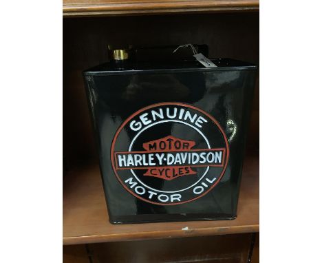 A BLACK HARLEY DAVIDSON PETROL CAN 