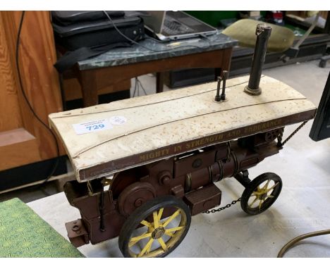 A TIN METAL STEAM WAGON MODEL 