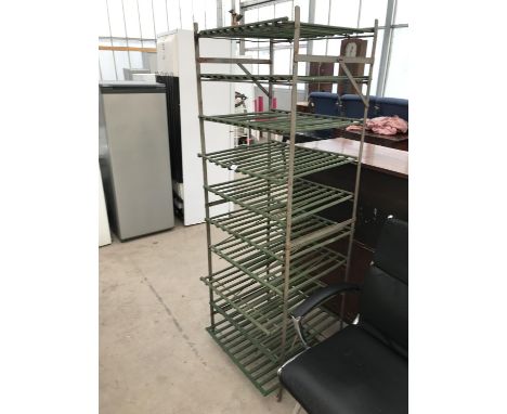 A VINTAGE GARDEN SHELVING UNIT 