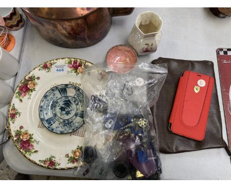 MIXED ITEMS - MECCANO, A OLD COUNTRY ROSES CALENDAR PLATE, TOGETHER WITH AN ORIENTAL BOWL, A MAVIS BOWL AND BELEEK VASE, PHON