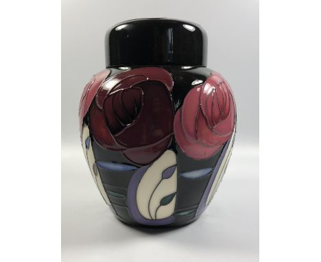A MOORCROFT POTTERY 'BELLA HOUSTON' PATTERN GINGER JAR, HEIGHT 16CM 