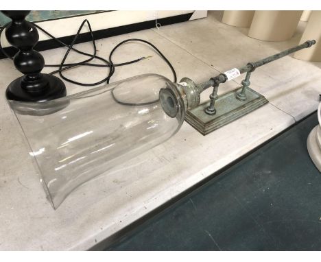 A VINTAGE STYLE GREEN METAL STORM LAMP 