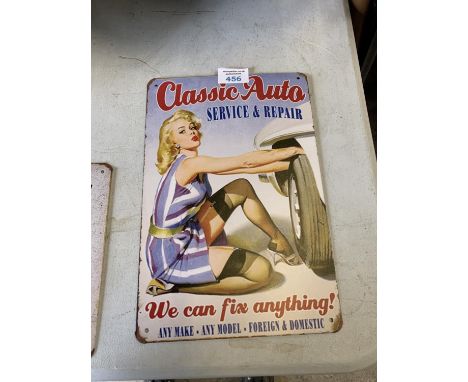 A VINTAGE STYLE METAL 'CLASSIC AUTO SERVICE AND REPAIR' SIGN 