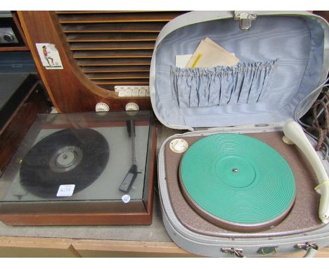 Two vintage portable record players 
