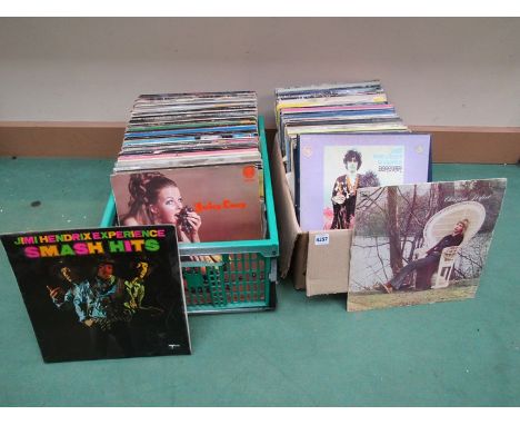 Two boxes of 1960's, 70's and 80's LP's including Rolling Stones, Bob Dylan, Donovan, Taj Mahal, Cream, Leonard Cohen, T Rex,