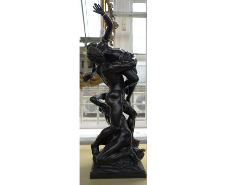 A composite bronze figure  group ' Rape of the Sabines ', 20th century, on a naturalistic base, 64cm high.