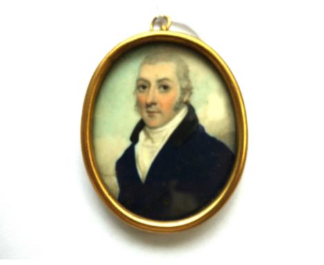 Irish School, circa 1795, in the manner of Charles Robertson (c. 1760-1821) Irish portrait miniature on ivory of William Cunn