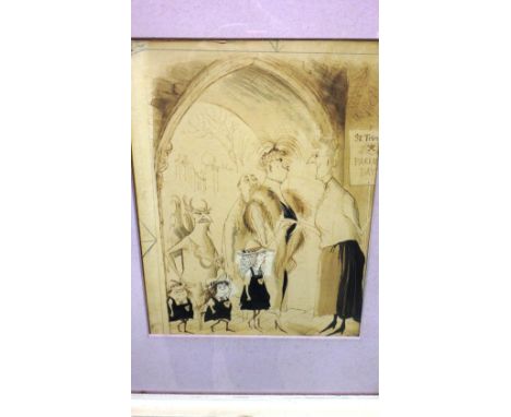 Ronald Searle (1920-2012), Parent's Day, St Trinians, pen, ink and sepia wash, 31cm x 23cm.
Provenance: The Leicester Galleri