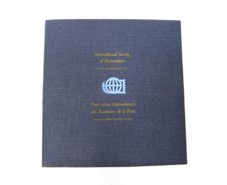 Thirty-six Sterling silver medallions, commemorating The International Society of Post Masters, mounted to postage covers, di