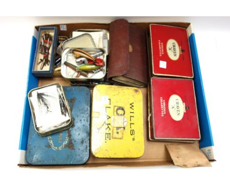A quantity of vintage fly fishing flies and lures, including Hardy, Farlows and others (qty).