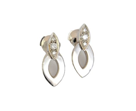 A pair of Cartier 18ct white gold and diamond set ear studs, each bottom formed as a pierced oval, with the oval surmount mou