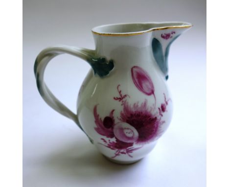 A Fürstenberg part tea service, circa 1760, under glaze blue 'F' marks, incised letters and numerals, painted in manganese wi