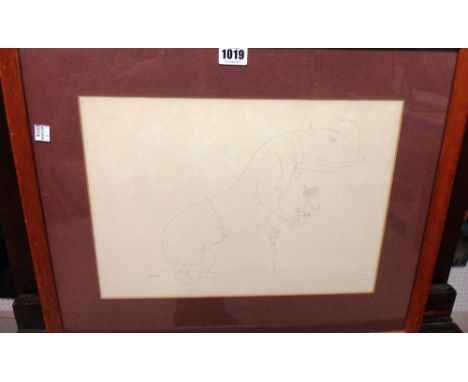 Mervyn Peake (1911-1968), Monster with friend; The strange friends, a pair, pen and ink, both signed, each 26cm x 37cm.(2)
Pr