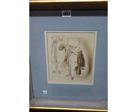 Ronald Searle (1920-2012), Cloakroom, pen, ink and sepia wash, signed, 20cm x 17cm. 
Provenance: The Leicester Galleries DDS