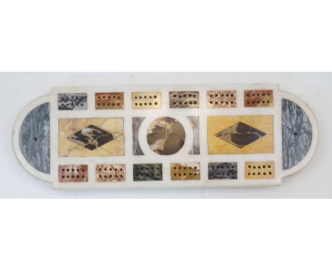 A specimen marble cribbage board, early 20th century, of typical form, 33cm widePlease refer to department for condition repo