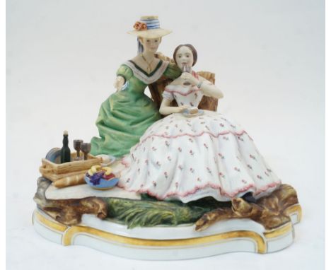 A Royal Worcester group entitled 'The Picnic', 1974, Victorian Series, Limited Edition No 13 of 250, modelled by Ronald van R