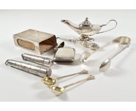 A collection of 19th and 20th century silverware. To include two Vesta cases. A Mappin &amp; Webb vesta case hallmarked Birmi