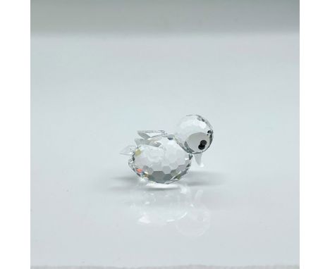 Clear crystal figure of a miniature duck with frosted bill looking down as he swims. Swarovski mark. Part of the Beauties of 