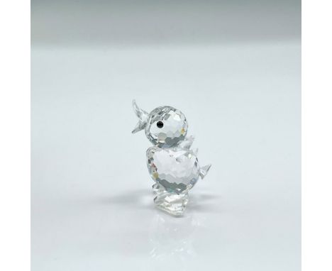 Clear crystal figure of a small male duck standing, mid quack. Swarovski etched backstamp. Part of the Beauties of the Lake c