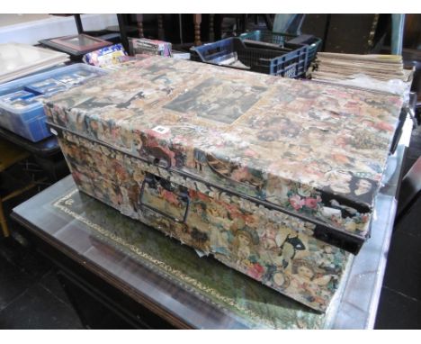 A decorative tin trunk