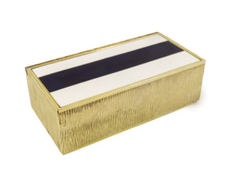 Adrian Gerald Benney (1930-2008). A Elizabeth II silver gilt and enamelled table jewellery casket, the lid with two bands of 