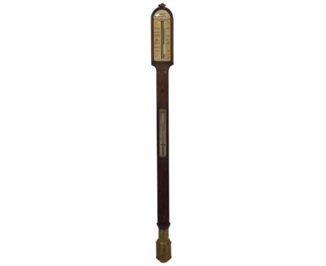 A Victorian rosewood stick barometer, with arched top and ivory maker for Horn Cohen, Newcastle, and similar graduated dial, 