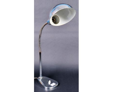 A vintage 20th Century Art Deco style chrome Anglepoise desk / table lamp light having a domed light shade supported by a goo