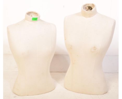 Two retro vintage 20th century shop display / haberdashery / milliner's / dressmakers mannequins of female form. Stamped Sper