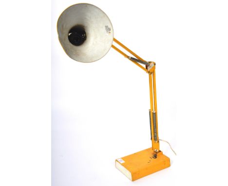 A retro vintage 20th Century 1970's Italian designer Anglepoise desk lamp light finished in vibrant yellow having a pendant s