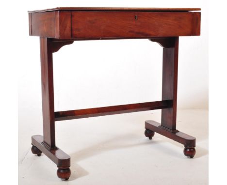 A 19th century Regency mahogany side hall table. The console table having a single drawer beneath the table top upon a trestl
