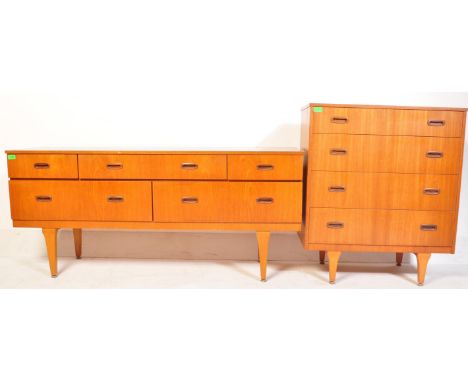A retro vintage mid 20th Century circa 1960's teak sideboard. The sideboard of rectangular form, with two over three drawers 