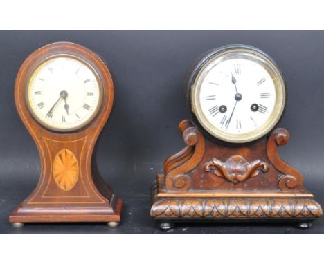 A pair of early 20th century mantle clocks to include an Edwardian style Kemp Brothers of Bristol mantle clock of irregular f