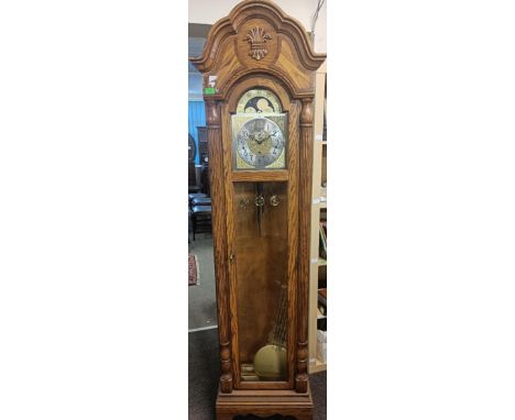 A Sligh of America grandfather clock with cable wound triple chime movement, Westminster, Whittington and St. Michael. Polish