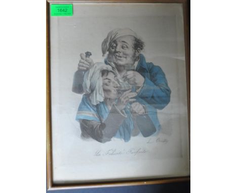 A 19th century L Boilly colour lithograph print entitled&nbsp;La Félicité Parfaite (Perfect Bliss) from the Profiles and Grim
