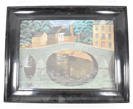 Evelin Winifred Aston (1891 - 1975) - An early 20th century Evelin Aston oil painting on canvas depicting a riverside scenery