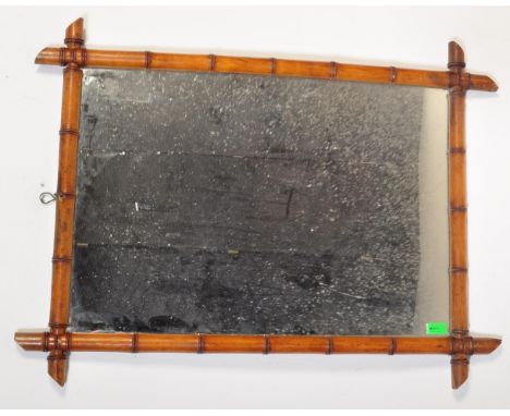 A large vintage retro mid 20th century circa. 1960's 1970's French bamboo cross frame wall hanging mirror. Measures 96cm x 73