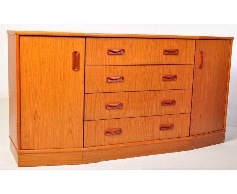 G Plan - Fresco - Ernest Gomme - A retro vintage mid 20th century teak wood sideboard having a central bank of four drawers f