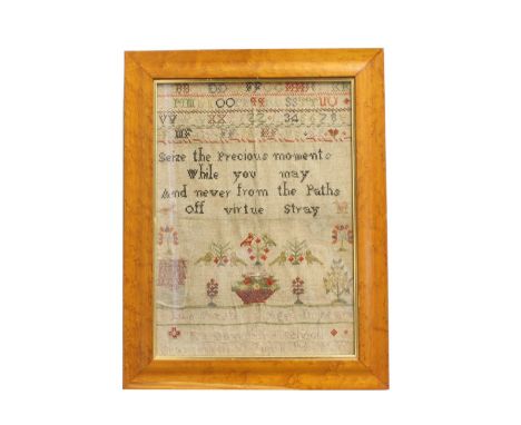 A GEORGE III NEEDLEWORK 'MAP' SAMPLER AND TWO OTHERS. A map sampler of England and Wales showing the counties with floral enc