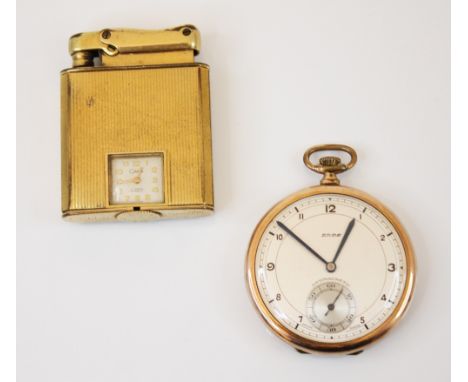 A Colibri yellow coloured lighter, the Swiss made lighter with 17 jewels incabloc clock set to bottom, the square white colou