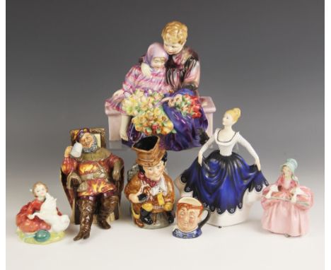 A selection of Royal Doulton figures, to include; The Flower Seller's Children HN1206, printed and painted marks, 19.5cm high