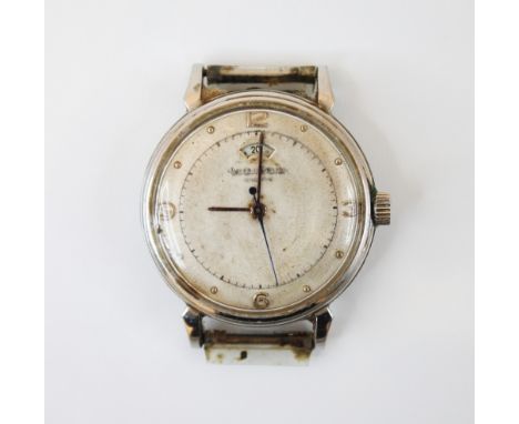 A gentleman's stainless steel Jaeger LeCoultre wristwatch, the circular cream coloured dial with Arabic numerals and dot mark