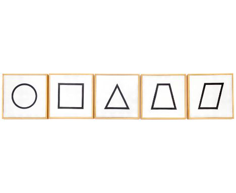 Sol LeWitt (1928-2007), Five geometric figures, each signed and dated in pencil ‘LeWitt 85’ (on the reverse), five glazed cer