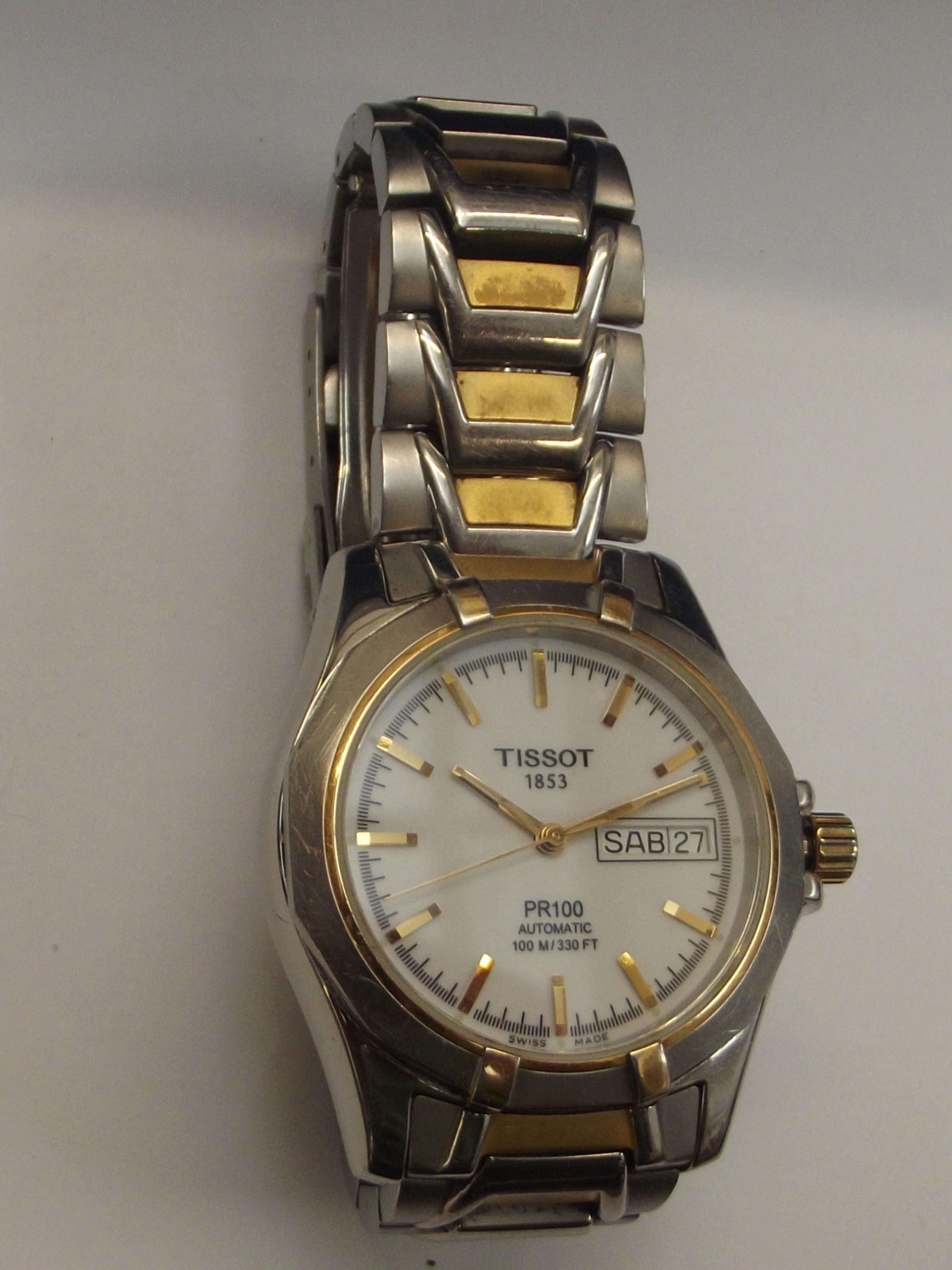 Tissot 1853 PR100 Automatic 110 m / 320 ft wristwatch. White face with ...