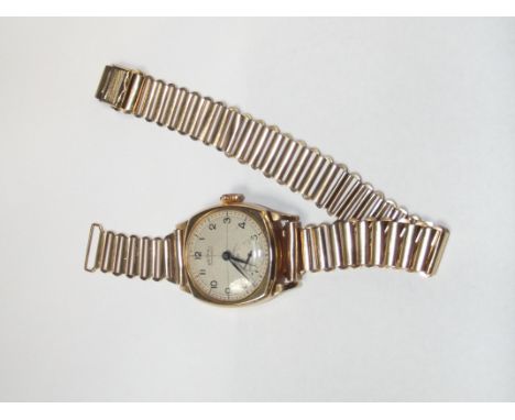 9ct yellow gold case and strap Rotary manual wind wristwatch, Non magnetic with large auxiliary seconds register.
Condition R