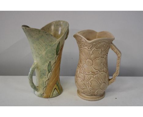 Two Art Deco period ceramic jugs largest 26cm tall 
