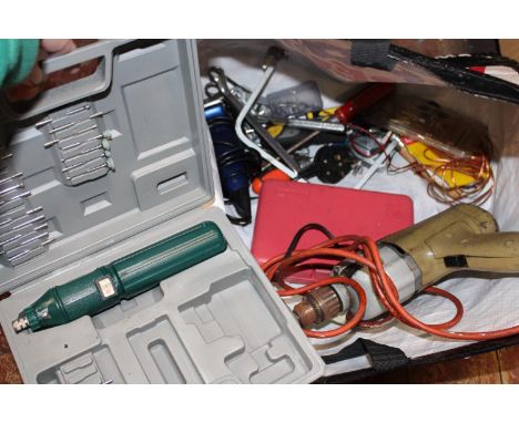 A bag of assorted tools &amp; hardware 