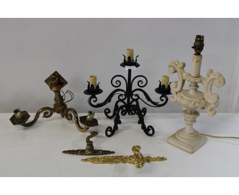 A selection of assorted lighting &amp; brass ware 