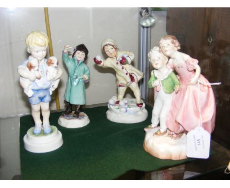 Four Royal Worcester figures modelled by Doughty including 'Monday's Child is Fair of Face 3519'