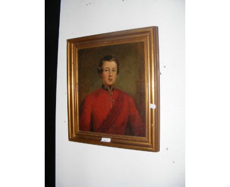 A 19th century oil on canvas of Conway Reeves, British Army, with writing to the reverse - 32cm x 28cm